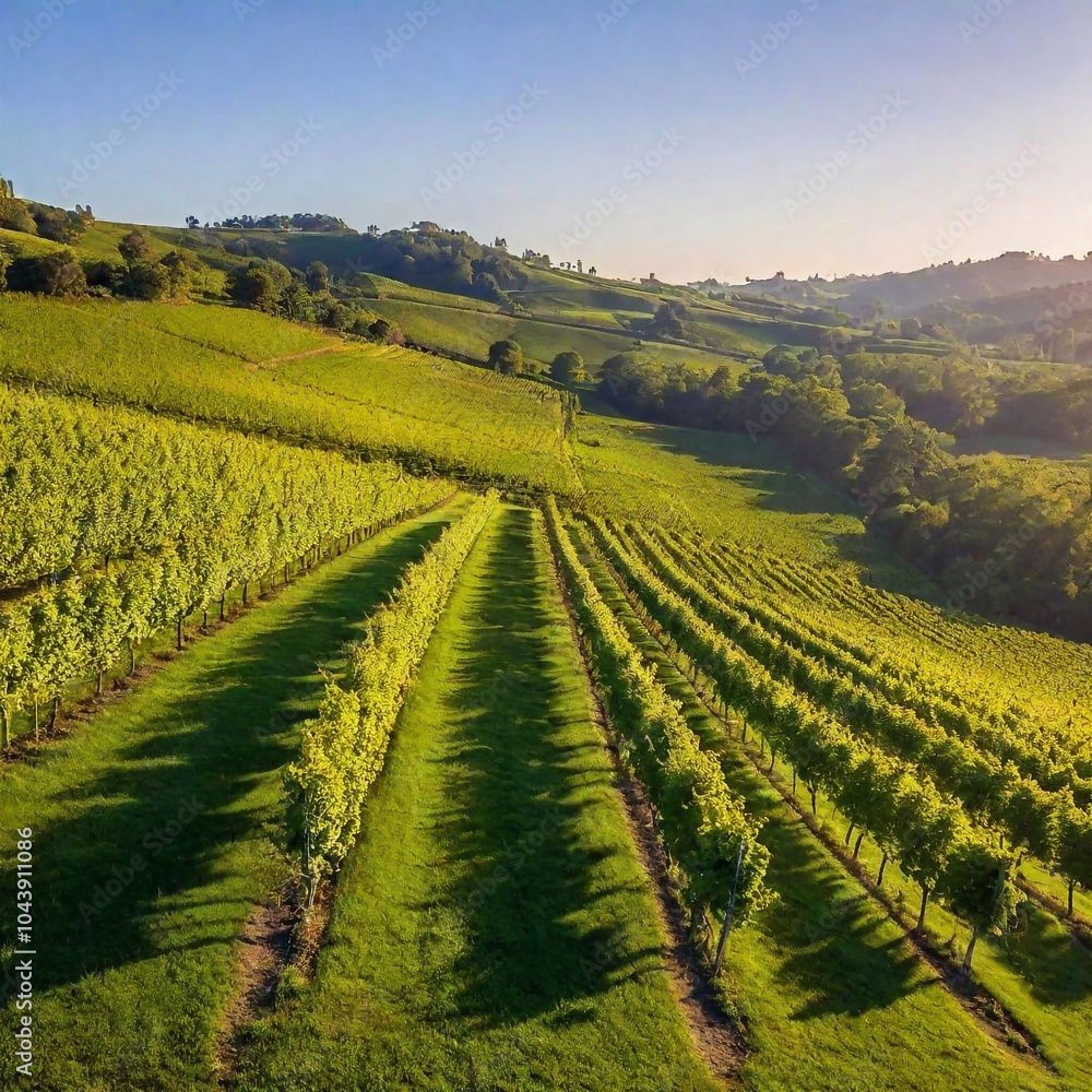 Naklejka premium vineyard in the countryside in the morning