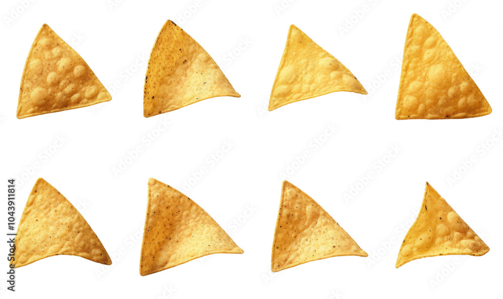 A close up of several triangular shaped chips A close up of several triangular shaped chips