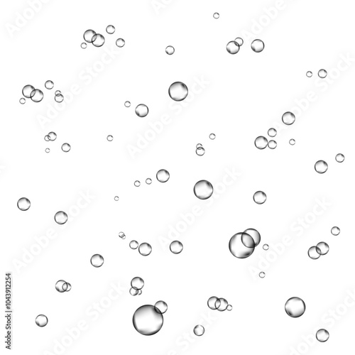 Oxygen air bubbles  flow  in water on white  background.