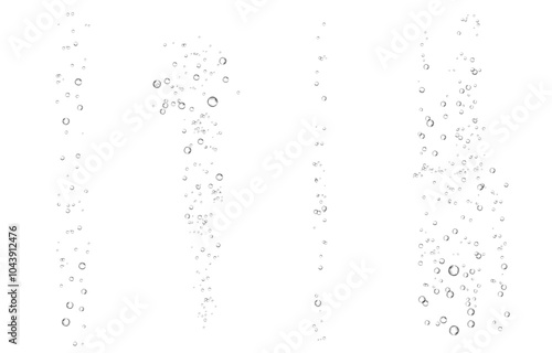 Oxygen air bubbles  flow  in water on white  background.