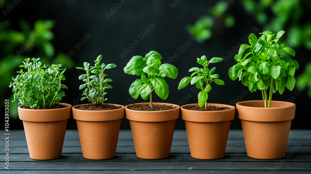 Gardening tools and seed packets scattered across a patio table with young plants in terracotta pots early spring gardening setup Gardening tools and seed packets scattered across a patio table with young plants in terracotta pots early spring gardening setup