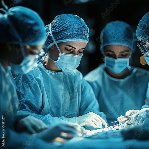 Medical team performing surgery in an operating room 