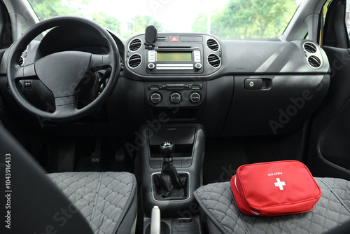 First aid kit on car seat