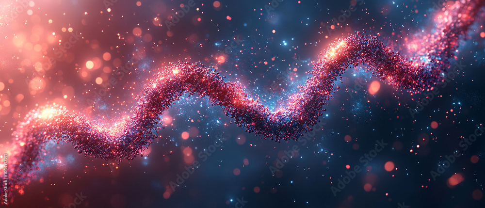 Abstract Red and Blue Sparkling Particle Trail on Dark Background Abstract Red and Blue Sparkling Particle Trail on Dark Background
