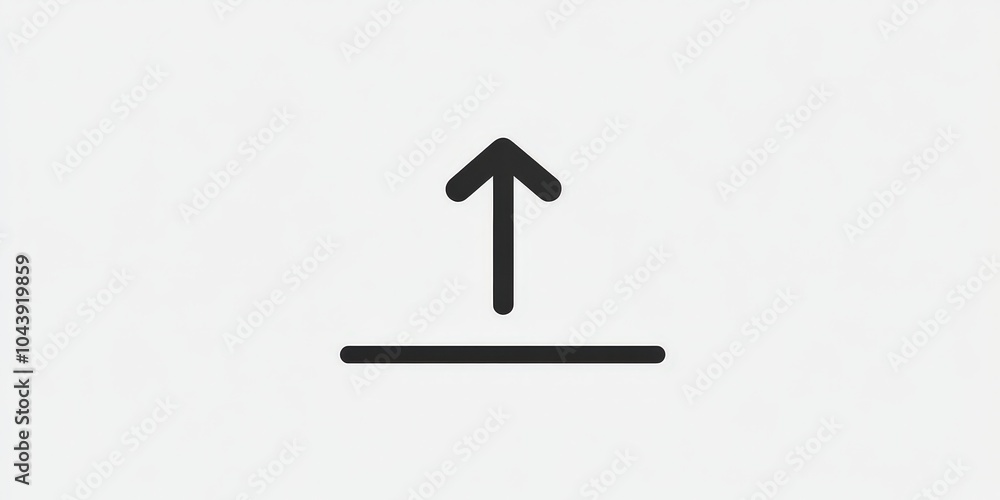 Simple upload icon with upward arrow, representing data transfer, file sharing, and digital storage in minimalist design. Simple upload icon with upward arrow, representing data transfer, file sharing, and digital storage in minimalist design.