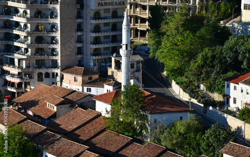 A view of the Historical Bazaar Mosque in the historic town of Kruje, Albania photo