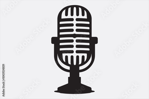 A black vector illustration of a logo style microphone