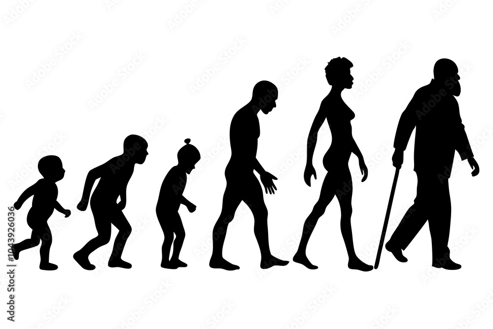 Life cycle evolution from baby to old man vector illustration Life cycle evolution from baby to old man vector illustration