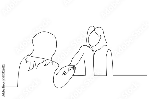 psychologist therapist patient treatment talk health mental support one line art design vector