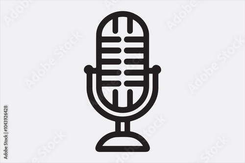 A black vector illustration of a logo style microphone