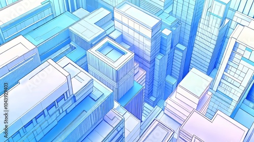 Wallpaper Mural Seamless abstract urban building design, 3D linear drawings showcasing modern architectural perspectives and innovation. Torontodigital.ca