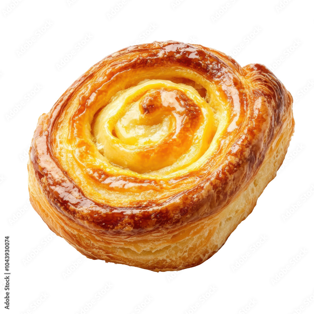 Fototapeta premium Flaky Danish Pastry with Sweet Cheese Filling, A delightful treat featuring layers of buttery pastry enveloping a rich, creamy cheese center.