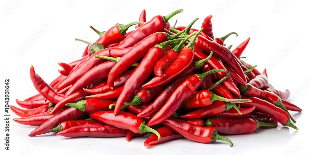 Red hot chili peppers covered in red substance on white background, shot from a wide angle Red hot chili peppers covered in red substance on white background, shot from a wide angle