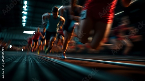 Wallpaper Mural Blurred image of runners sprinting on a track, focused on the leader. Torontodigital.ca
