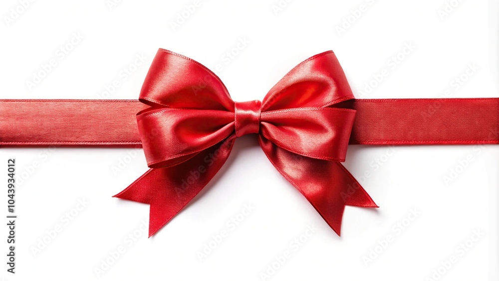 Red long ribbon and bow on a white background Red long ribbon and bow on a white background