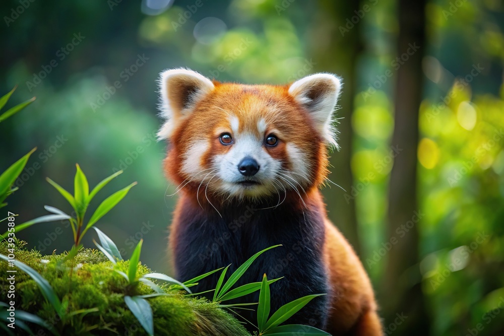 Fototapeta premium Red panda exploring the forest