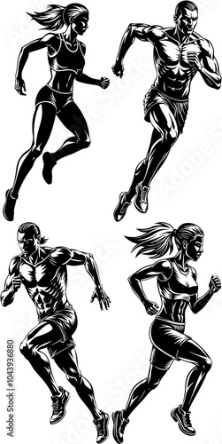 run runner men women sport silhouette