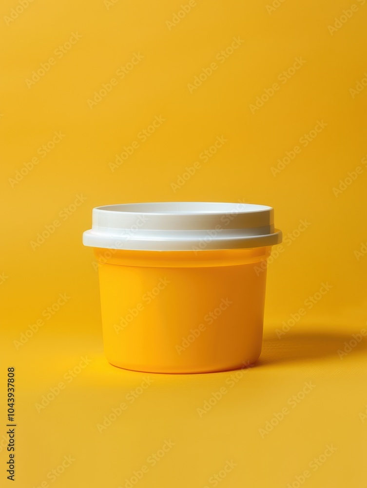 Yellow Plastic Container with White Lid.