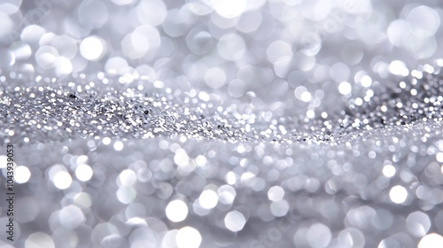 Silver glitter texture white sparkling shiny wrapping background Silver Sequins in Abstract Focus