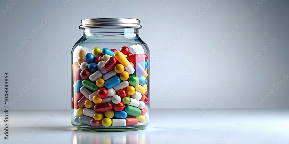 Jar of Pills on White Background - Health and Wellness Product Photography Jar of Pills on White Background - Health and Wellness Product Photography