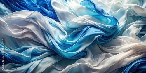 Abstract Blue and White Fab...
