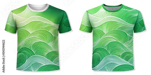 Abstract Green Wave T-Shirt...