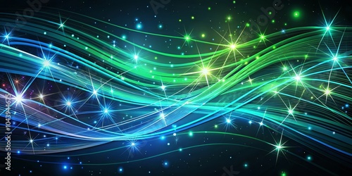 Abstract Green and Blue Cur...