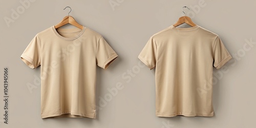 Beige T-shirt Mockup on Woo...