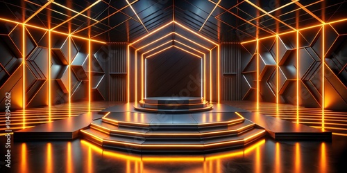 Black and Orange Neon Lit P...