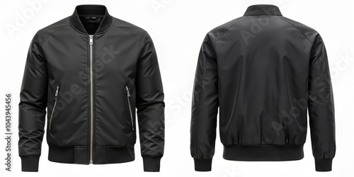 Black Leather Bomber Jacket...
