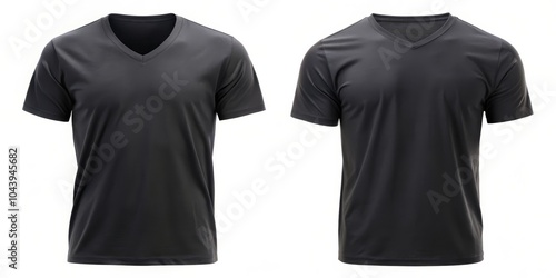 Black V-Neck T-Shirt Mockup...