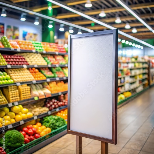 Blank Sign In Grocery Store, Mockup, Supermarket ,advertising