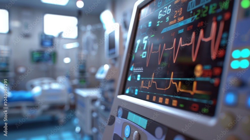 Heart Rate Monitor in a Hospital Room Heart Rate Monitor in a Hospital Room