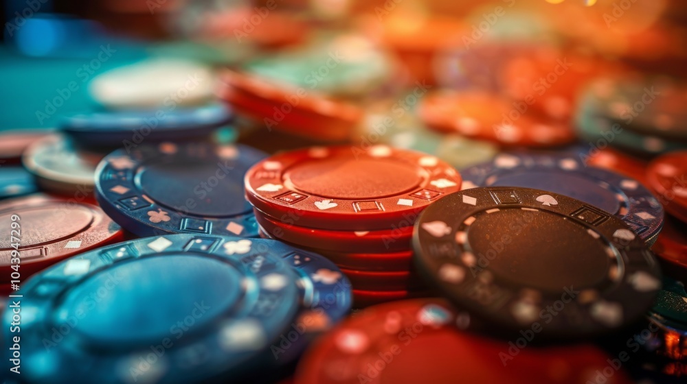 Close-up of Colorful Casino Chips Close-up of Colorful Casino Chips