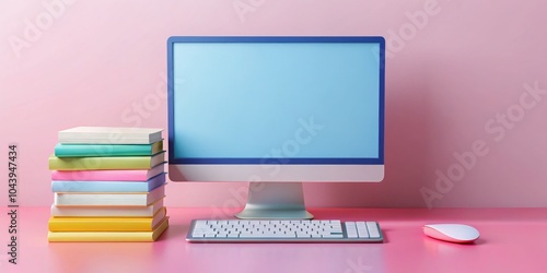 Computer, Books, and Keyboa...