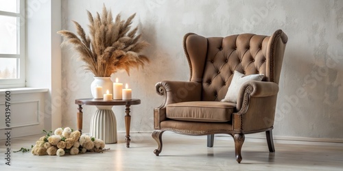 Cozy Living Room with Brown...