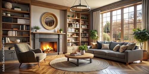 Cozy Living Room with Firep...