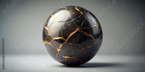 Cracked Black Egg With Gold...
