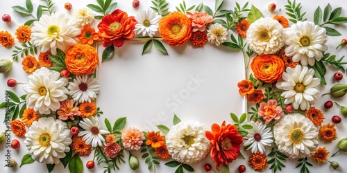 Floral Frame with Orange an...