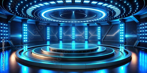 Futuristic Stage with Blue ...