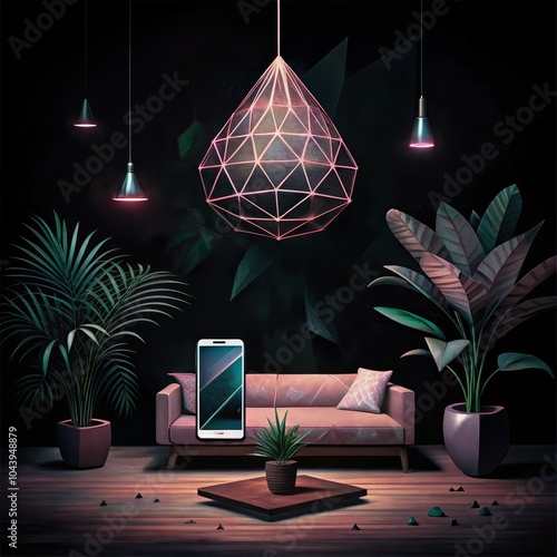 Geometric Dreamscape with P...