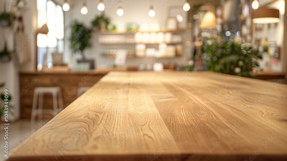 Wooden Table in a Cozy Cafe - Minimalist Interior Design Wooden Table in a Cozy Cafe - Minimalist Interior Design