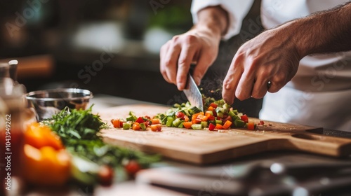 Fresh Ingredients Being Chopped for a Healthy Meal
