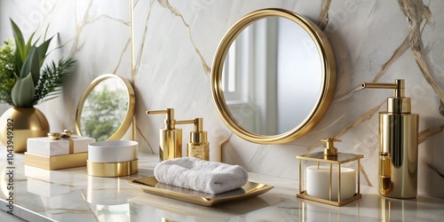 Golden Bathroom Decor with ...
