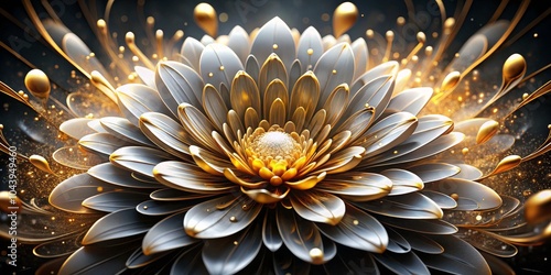 Golden Flower Bloom Abstrac...