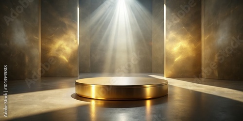Golden Podium with Light Ra...