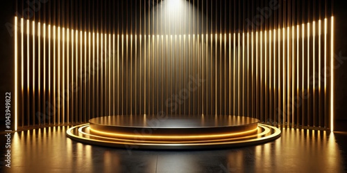 Golden Platform with Neon L...