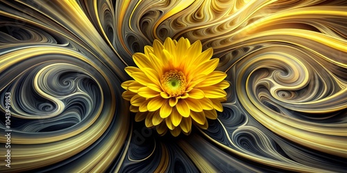 Golden Spiral Bloom, abstra...