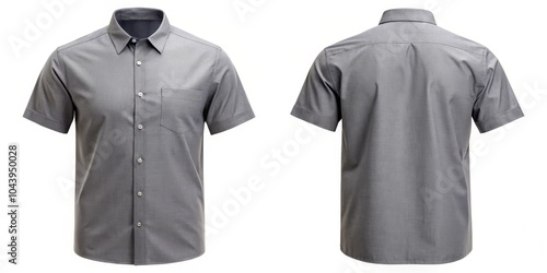 Gray Short Sleeve Button-Do...
