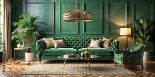 Green Velvet Sofa Interior ...
